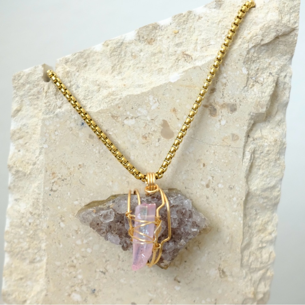Amethyst x Rose Aura Quartz necklace